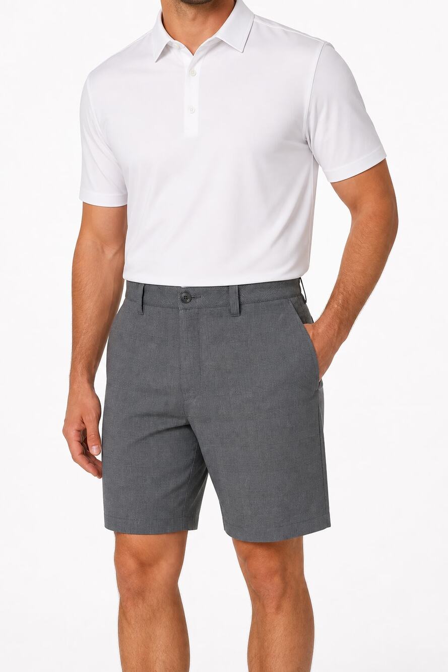 Travis Mathew Mens Gray Plaid Performance Stretch Golf Shorts Size 34 Athleisure